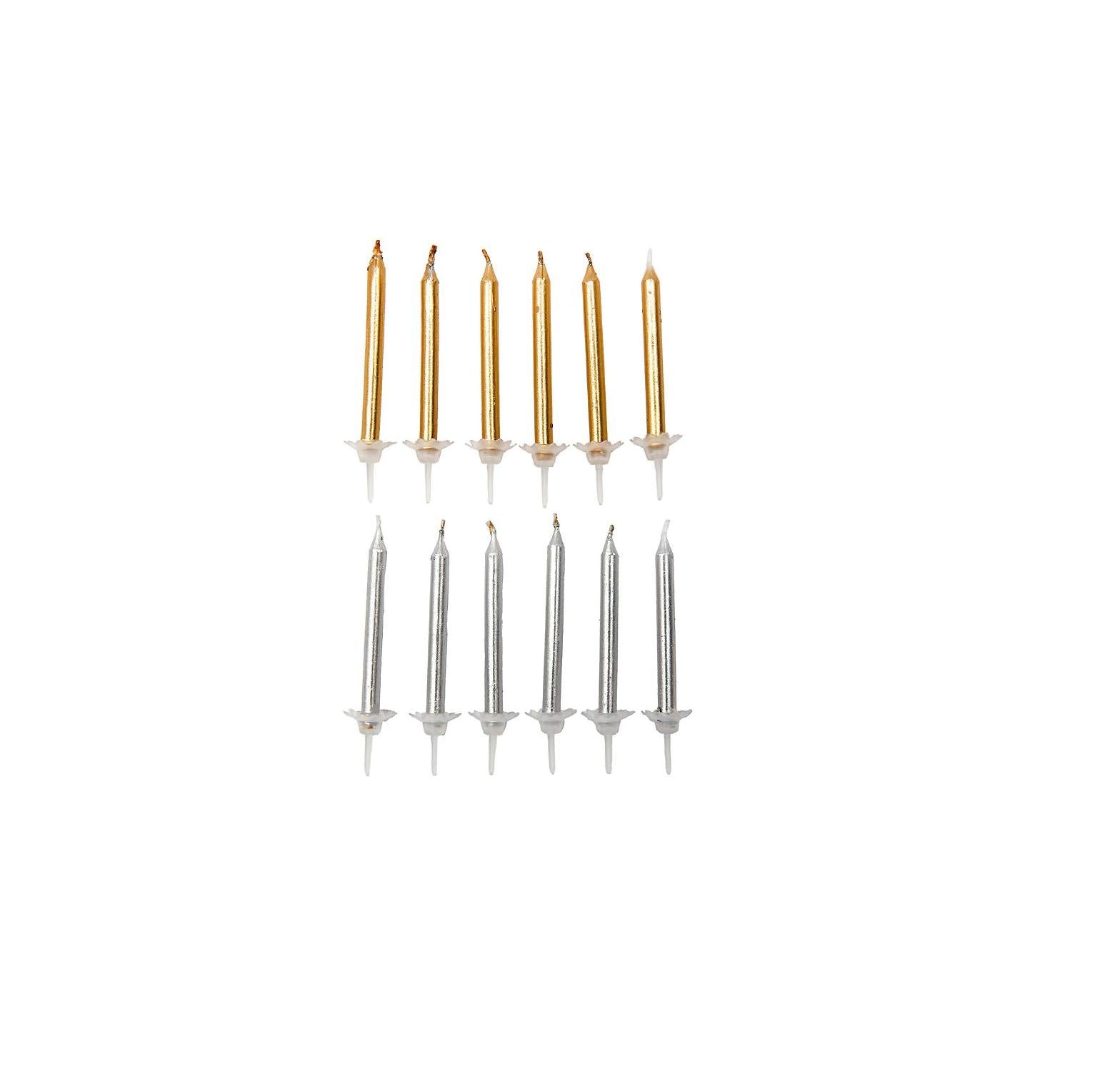 Rico Design Geburtstagskerzen – Gold/Silber – 24 Stk