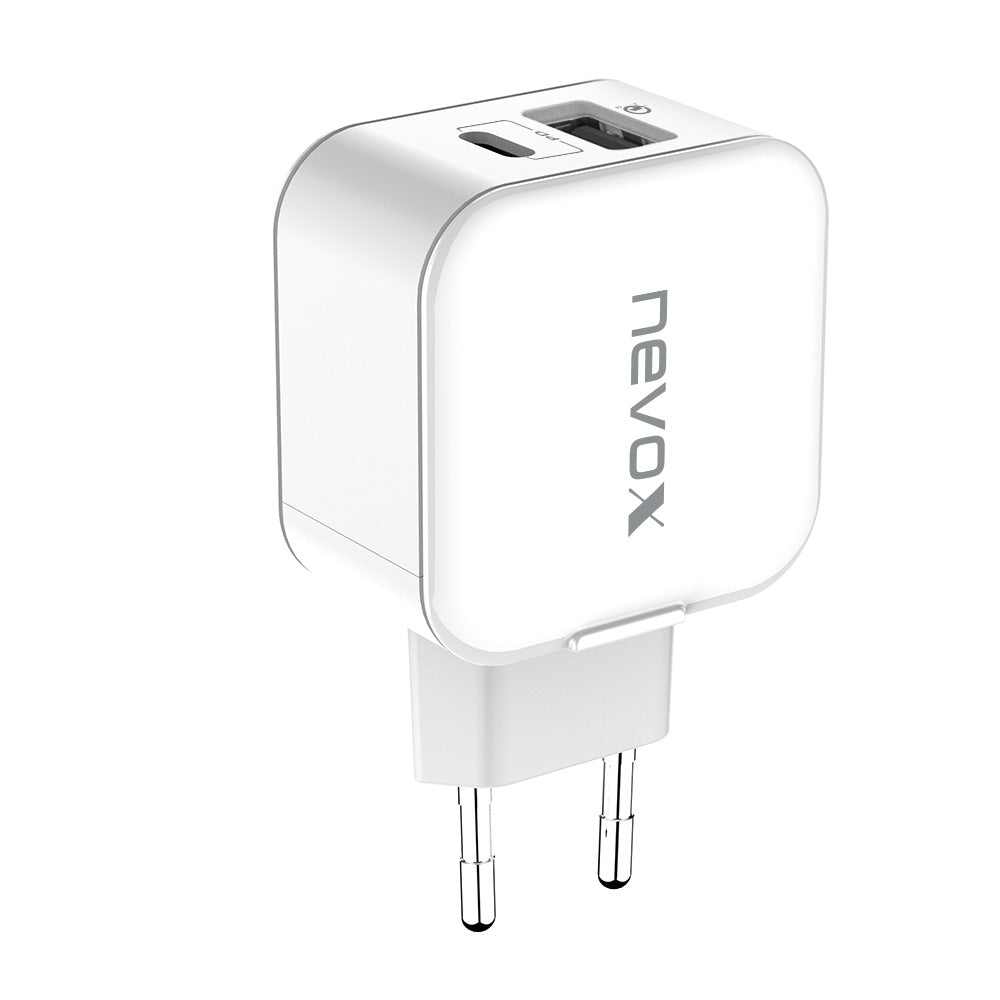 Nevox 1760 USB-Ladegerät 18 W – USB-C, QC 3.0, PD – für universelle mobile Geräte – Weiss