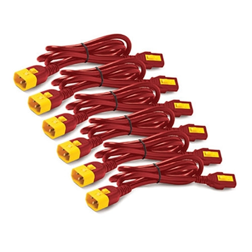 APC Netzkabel, IEC C13 auf IEC C14, verriegelbar, 0,6 m, Rot, 6 Stück