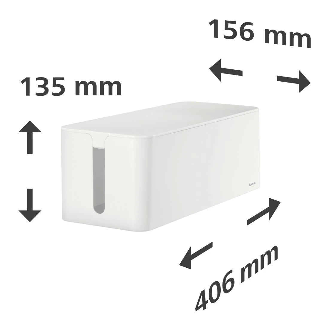 Hama Kabelbox – 406 × 156 mm, Kunststoff, Weiss, zuschneidbar, für Kabel bis Ø 20 mm