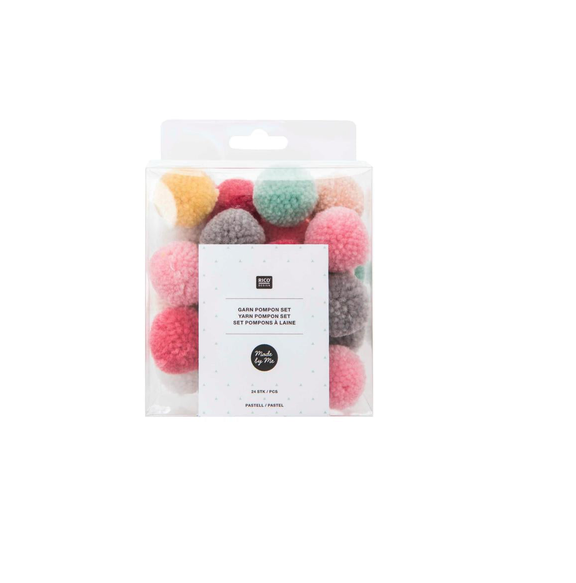 Rico Design Pompon-Set, Baumwolle, Mehrfarbig (Mint, Grau), Ø 3 cm, 08758.00.42