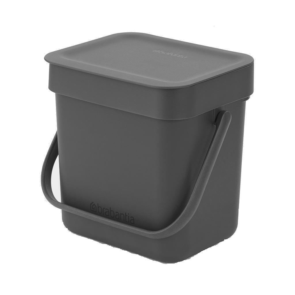 Brabantia Komposteimer Sort & Go – 3 l – Kunststoff, rechteckig – grau