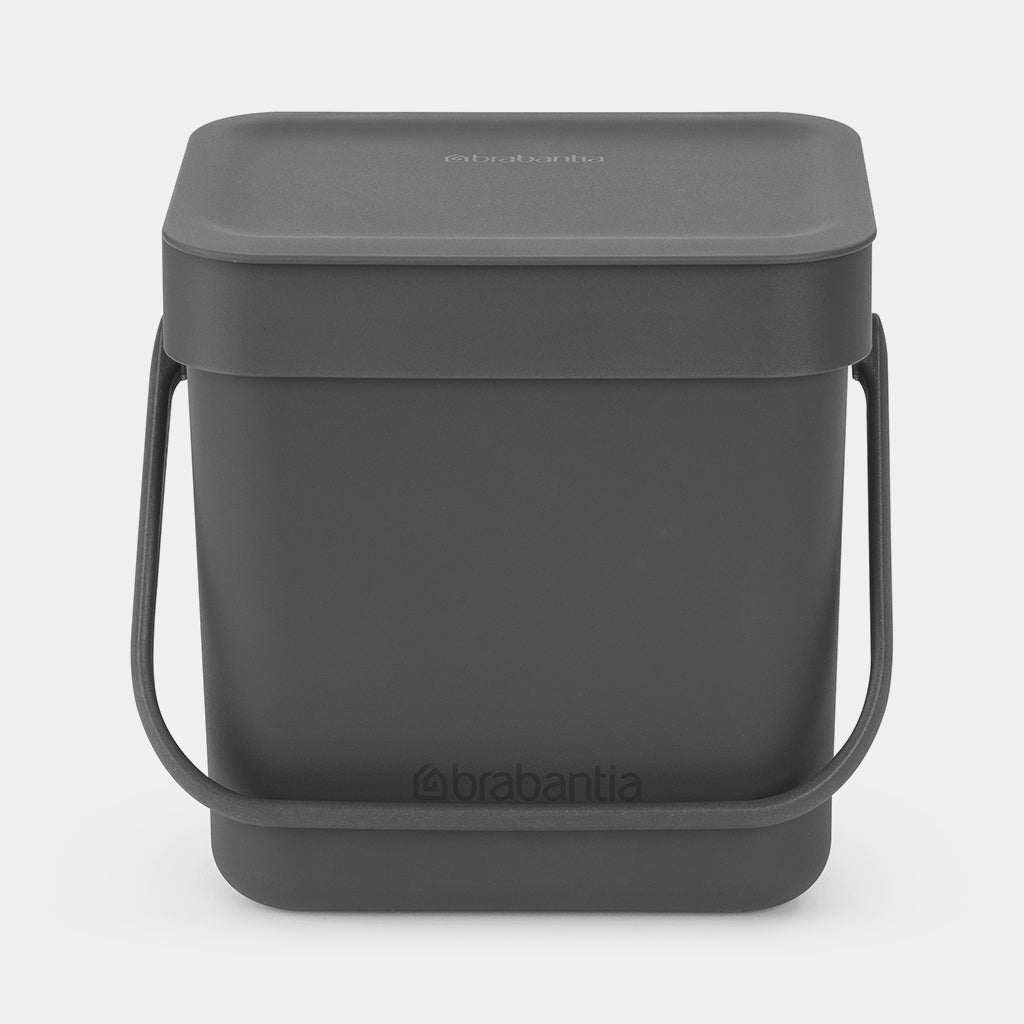 Brabantia Komposteimer Sort & Go – 3 l – Kunststoff, rechteckig – grau