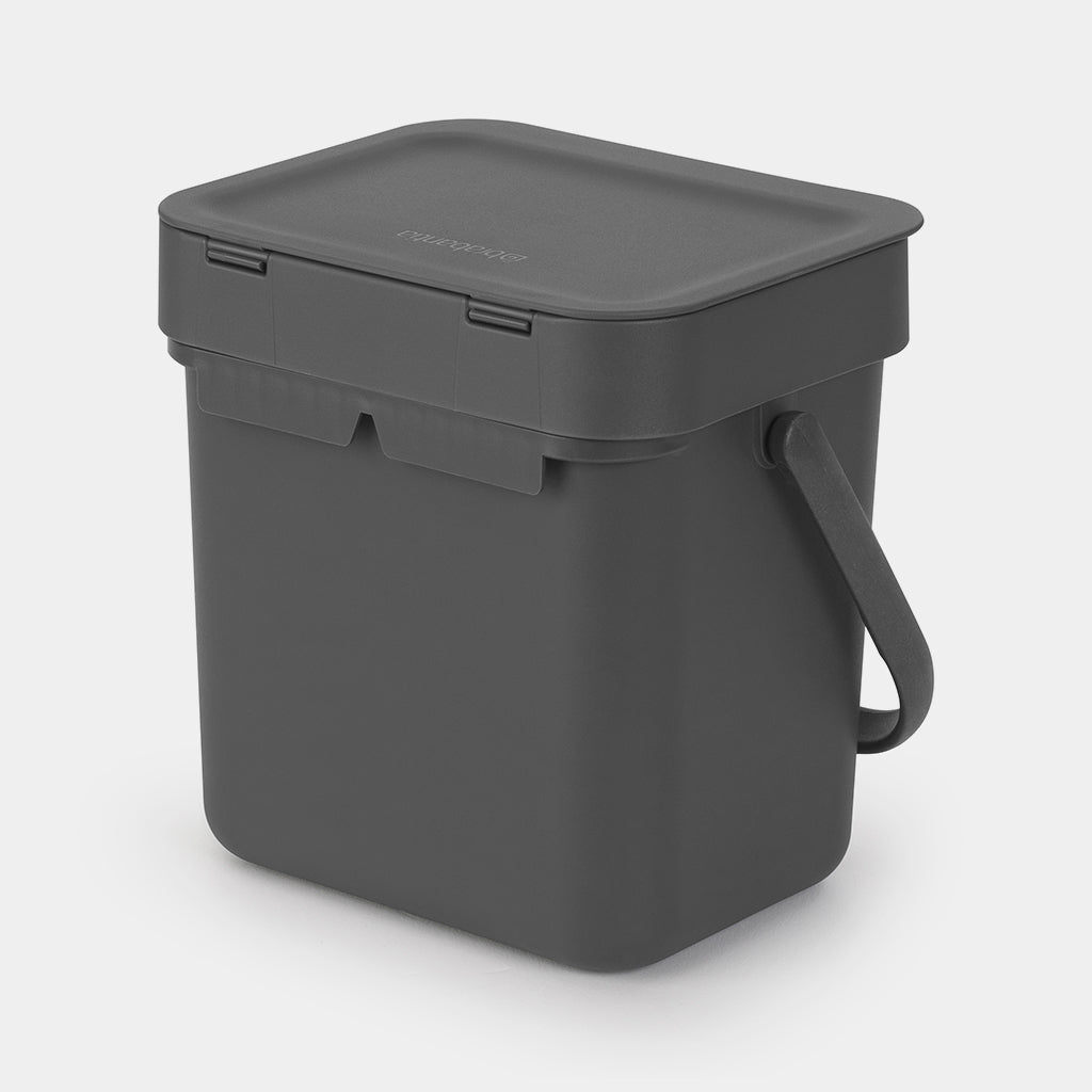 Brabantia Komposteimer Sort & Go – 3 l – Kunststoff, rechteckig – grau