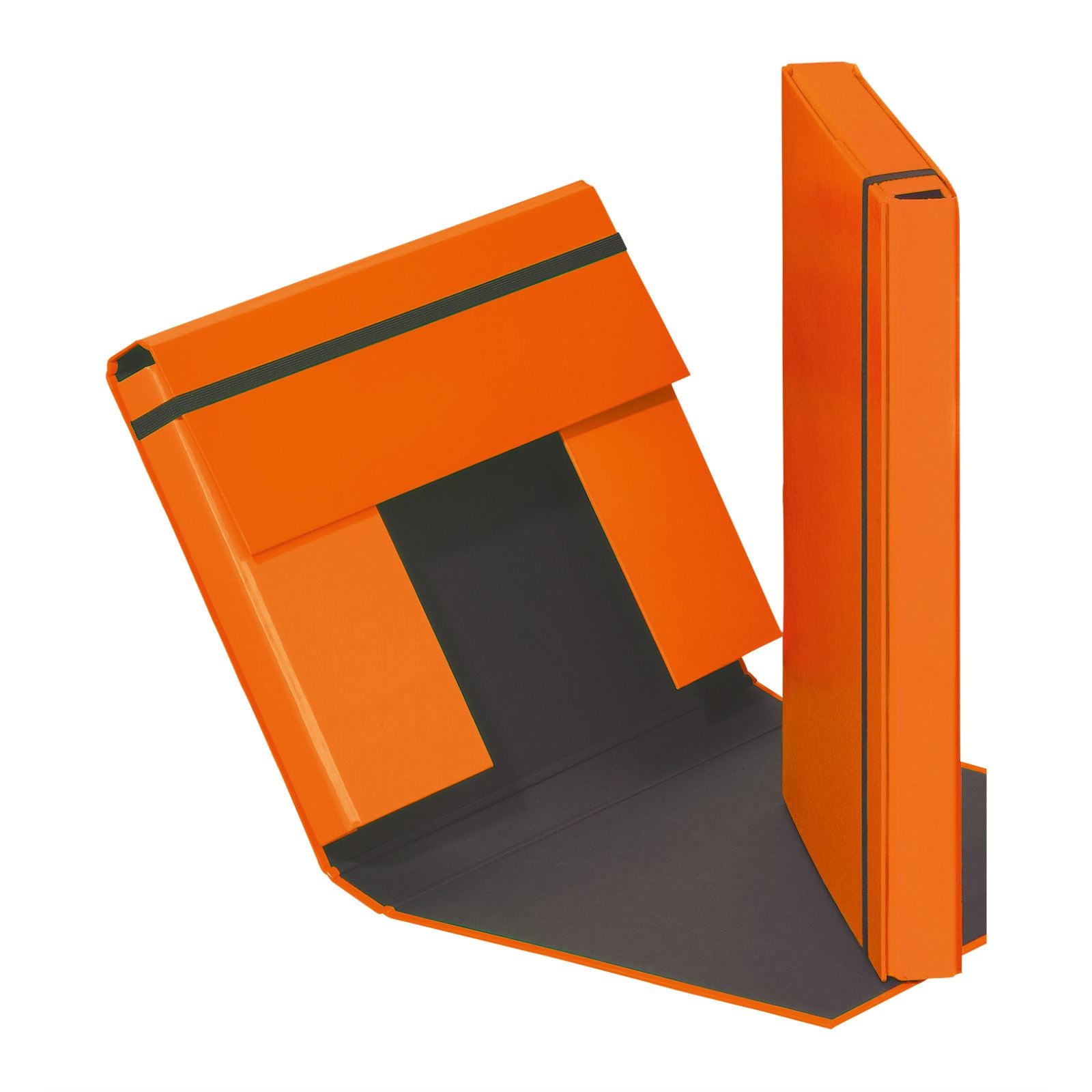 Pagna Trend A4 Heftbox – 3 Innenklappen, Gummiband, Karton, Orange