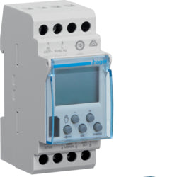 Hager Zeitschaltuhr (DIN-Schiene) – Digital, Wochen-Timer, 230 V, 16 A, IP20, 56 Schaltpunkte, Grau – EGN103