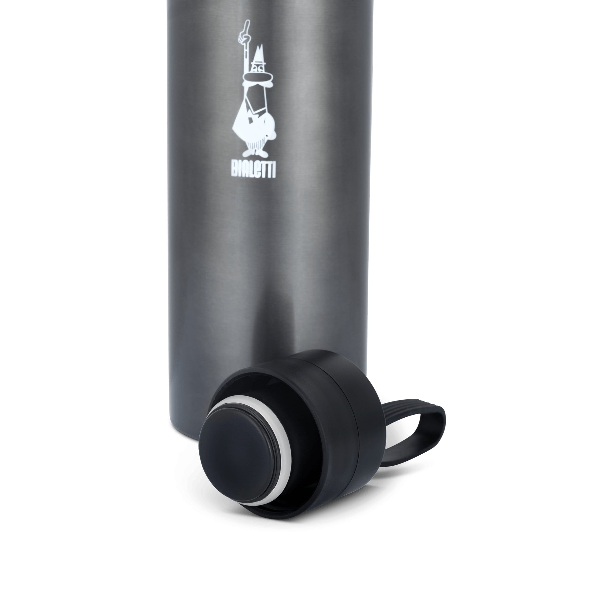Bialetti Isolierflasche 750 ml – doppelwandig 12 h heiss/24 h kalt, Innen Porzellan, Grau