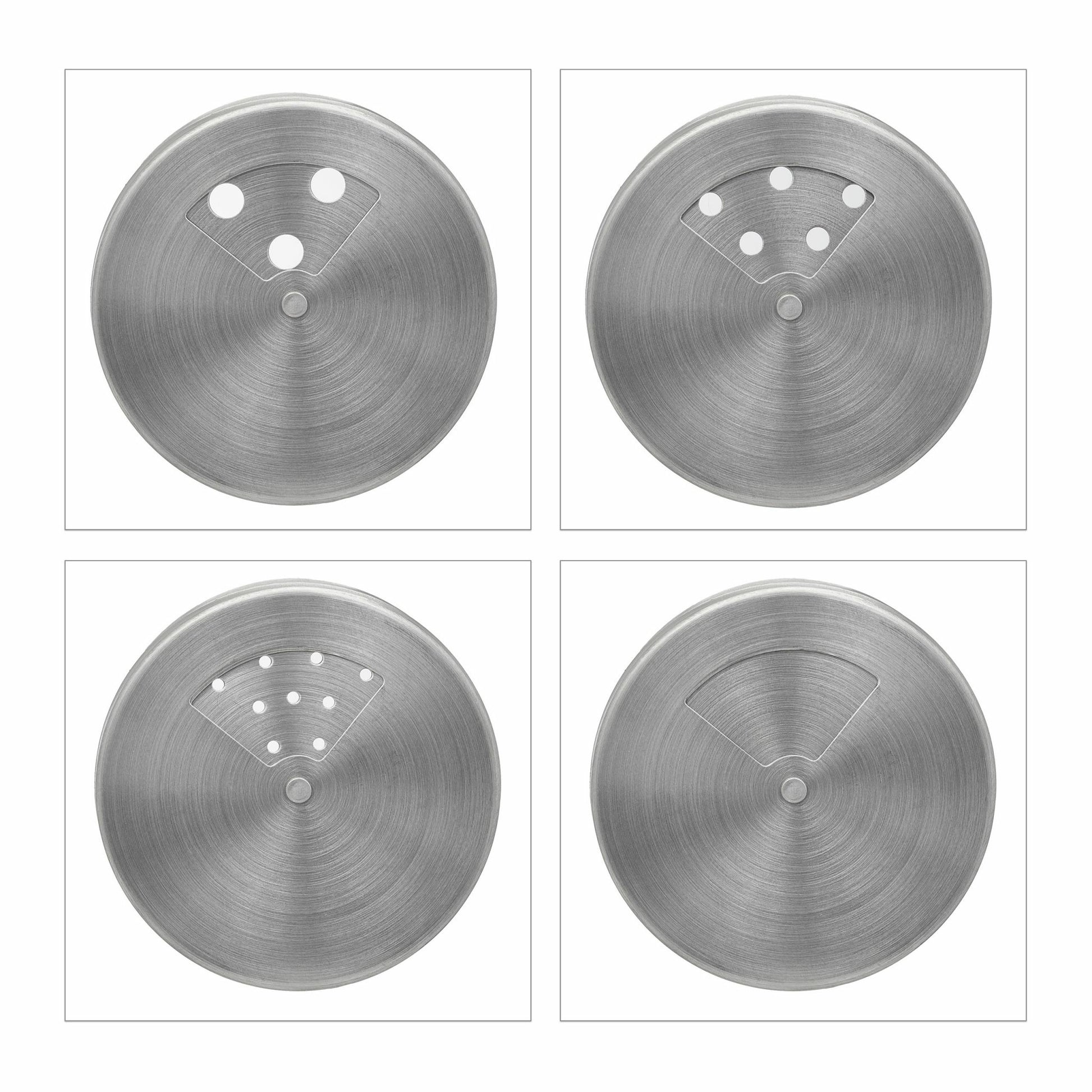 Relaxdays Streudose 290 ml, Ø 7 × 11 cm, Glas/Edelstahl, transparent/silber, 6 Stk.