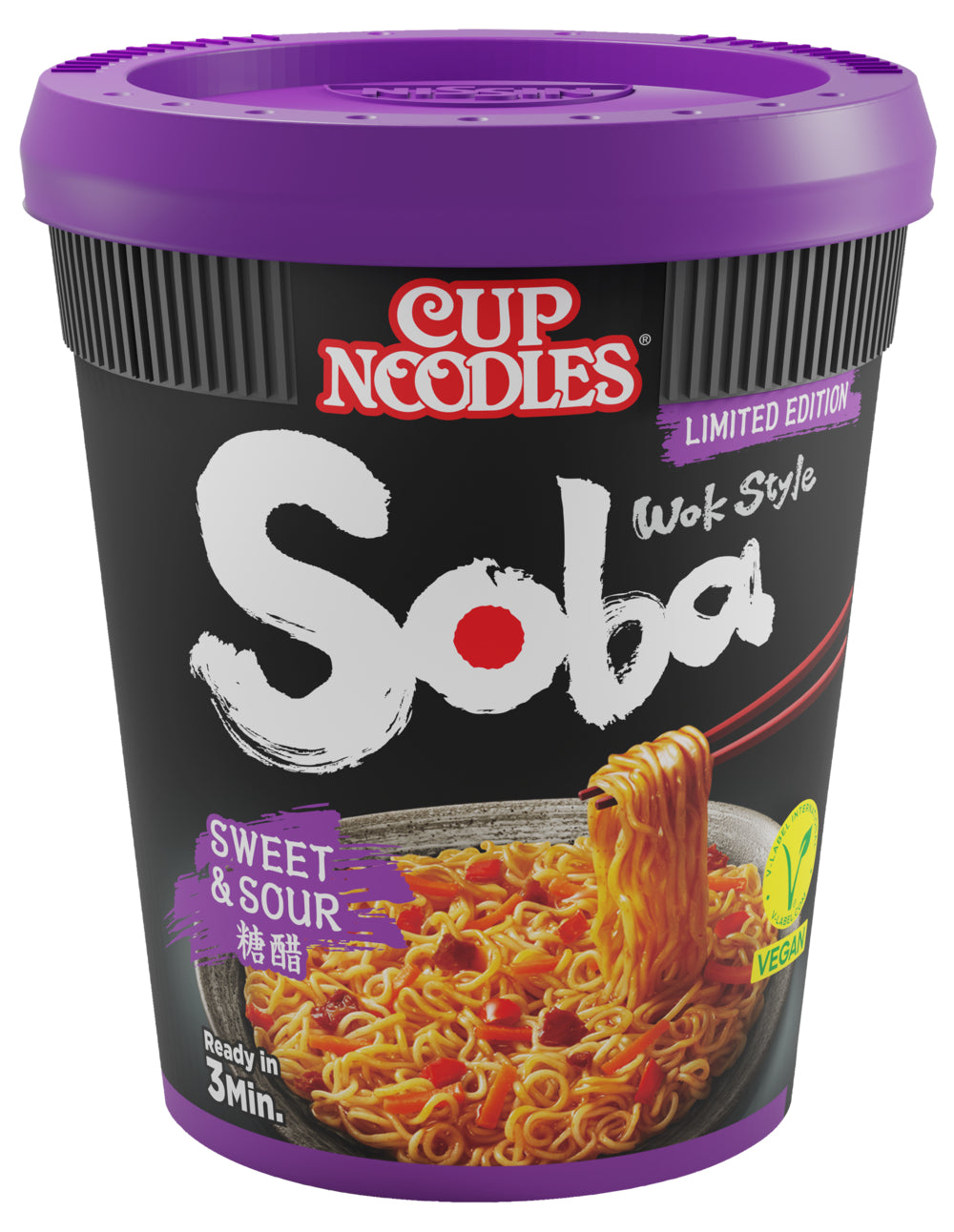 Nissin Food Soba Instantnudeln süss-sauer Becher – 88 g