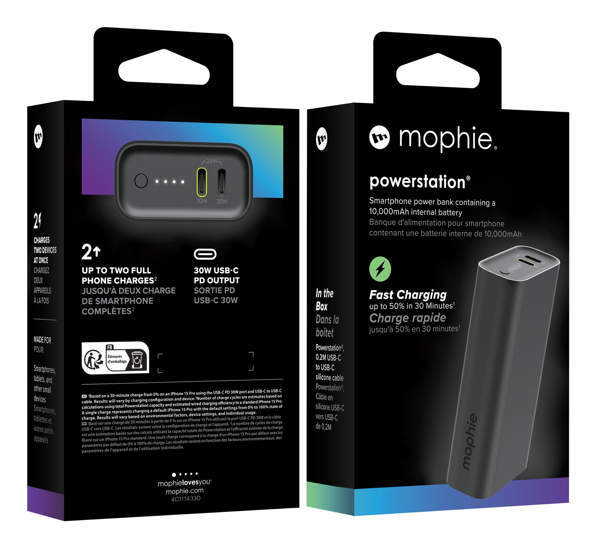 Mophie – Powerbank 10000 mAh, Schwarz