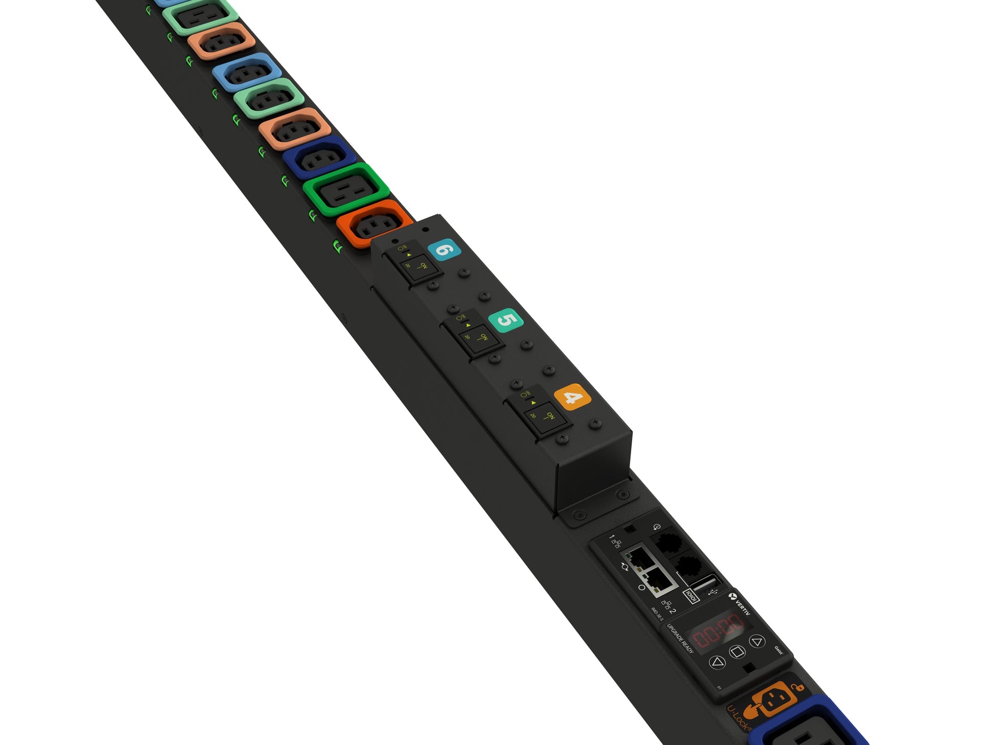 Vertiv UU30010L PDU 22,0 kVA, 32 A – Messgerät – 0U senkrecht – 30× AC (C13/C19) – 230/400 V – Schwarz