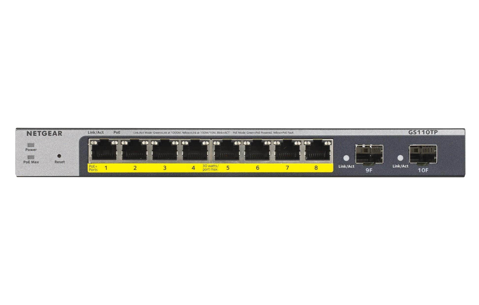 NETGEAR GS110TP v3 – Managed Switch – 8×GbE, 2×SFP, L2+/L3, PoE+ 70 W