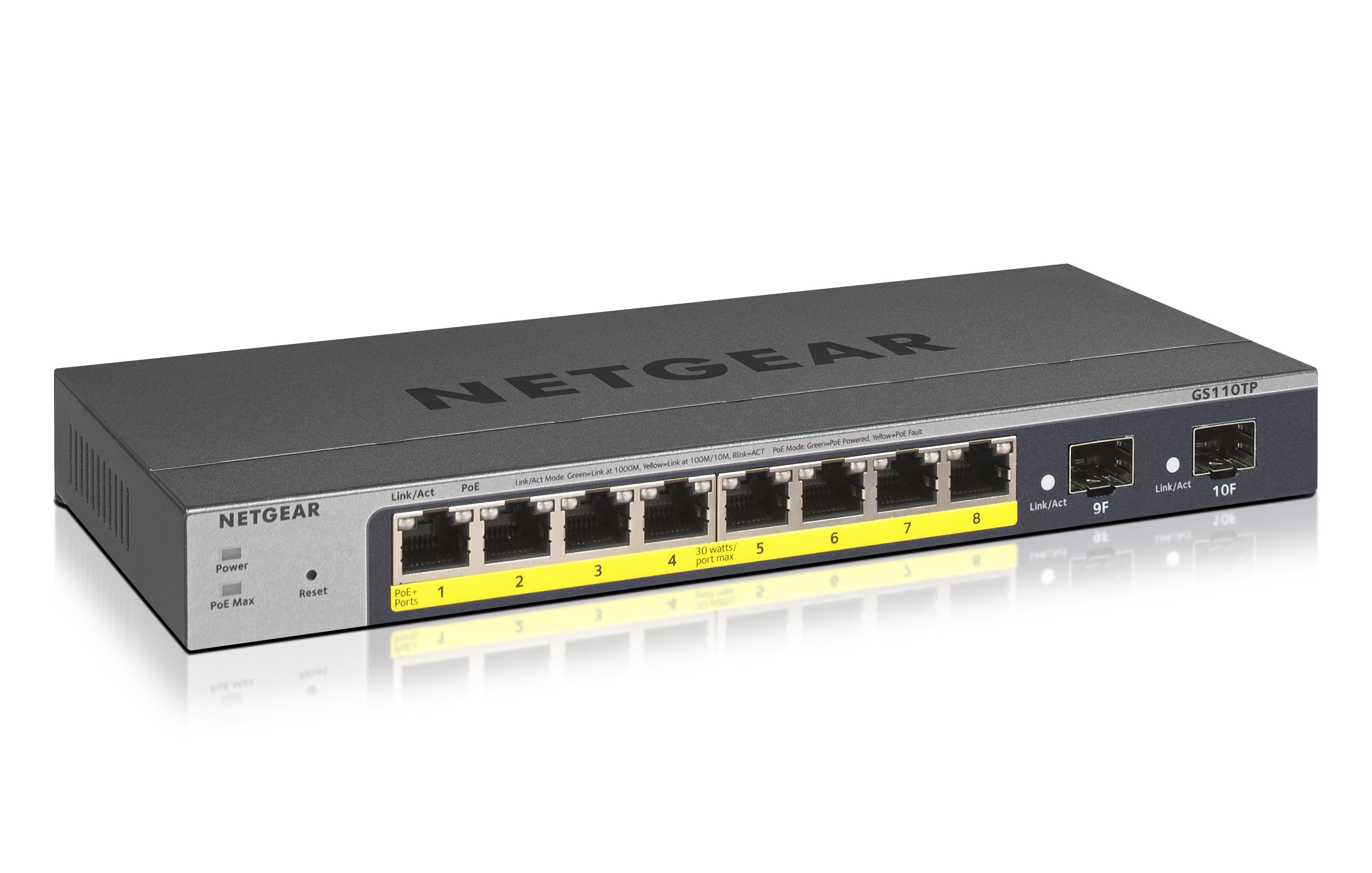 NETGEAR GS110TP v3 – Managed Switch – 8×GbE, 2×SFP, L2+/L3, PoE+ 70 W