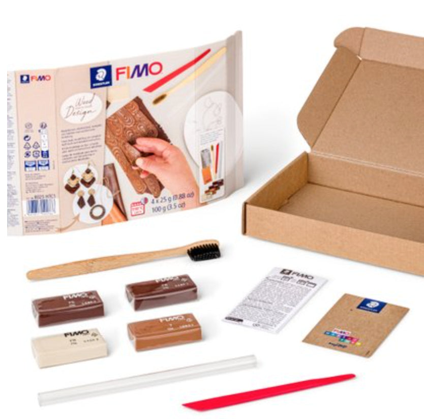 Staedtler FIMO – Knete-/Modelliermasse-Set – Holz Design – 4 × 25 g (ofenhärtend) – 8025HTC1
