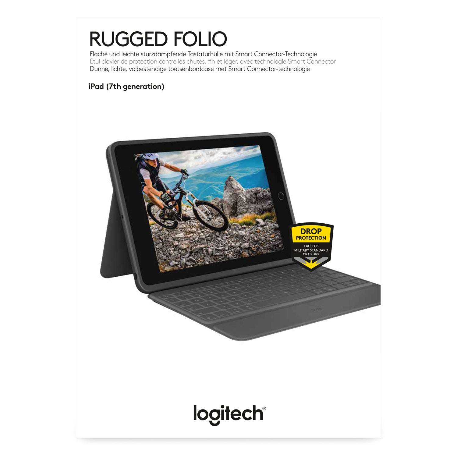 Logitech Rugged Folio – Tastatur – für iPad (7. & 8. Gen.)