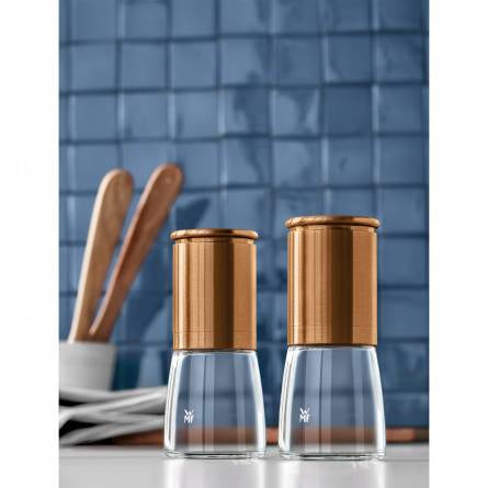 WMF Salz- und Pfeffermühlen-Set 2-teilig, 14 cm, Glas/Edelstahl (Cromargan), Keramik-Mahlwerk