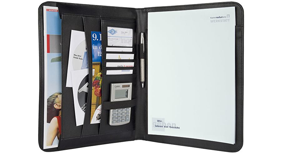 Wedo Konferenzmappe, für A4, 4 Taschen, Stifthalter – Kunstleder – Schwarz