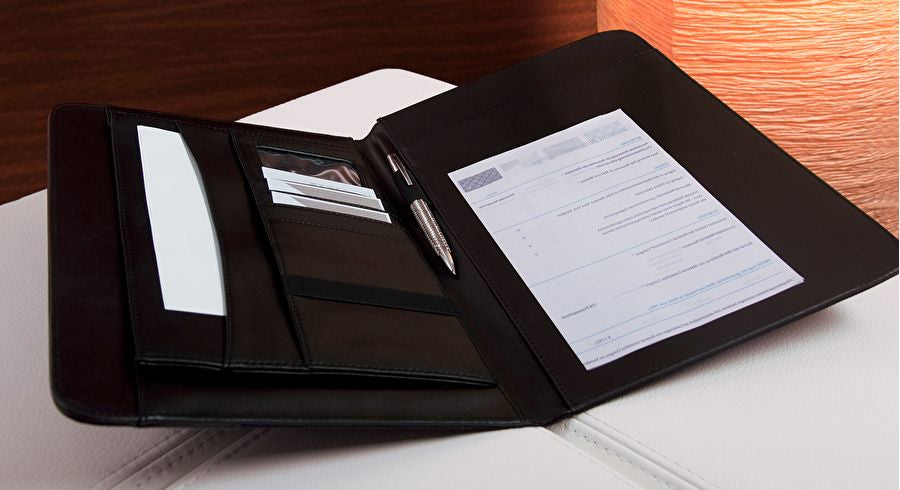 Wedo Konferenzmappe, für A4, 4 Taschen, Stifthalter – Kunstleder – Schwarz