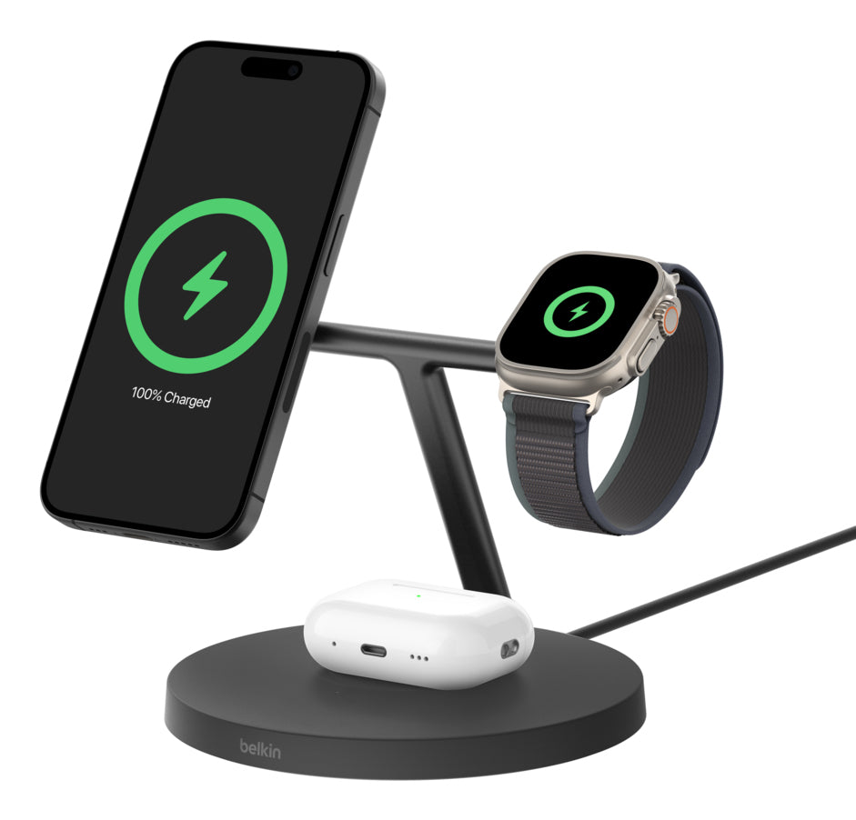 Belkin Boost Charge Pro 3-in-1 Ladestation – 15 W, Qi2, magnetisch – für Apple Watch