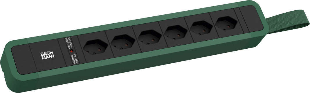 Bachmann PRIMO 2 Steckdosenleiste – 6× T13, 2 m, ohne Schalter, grün