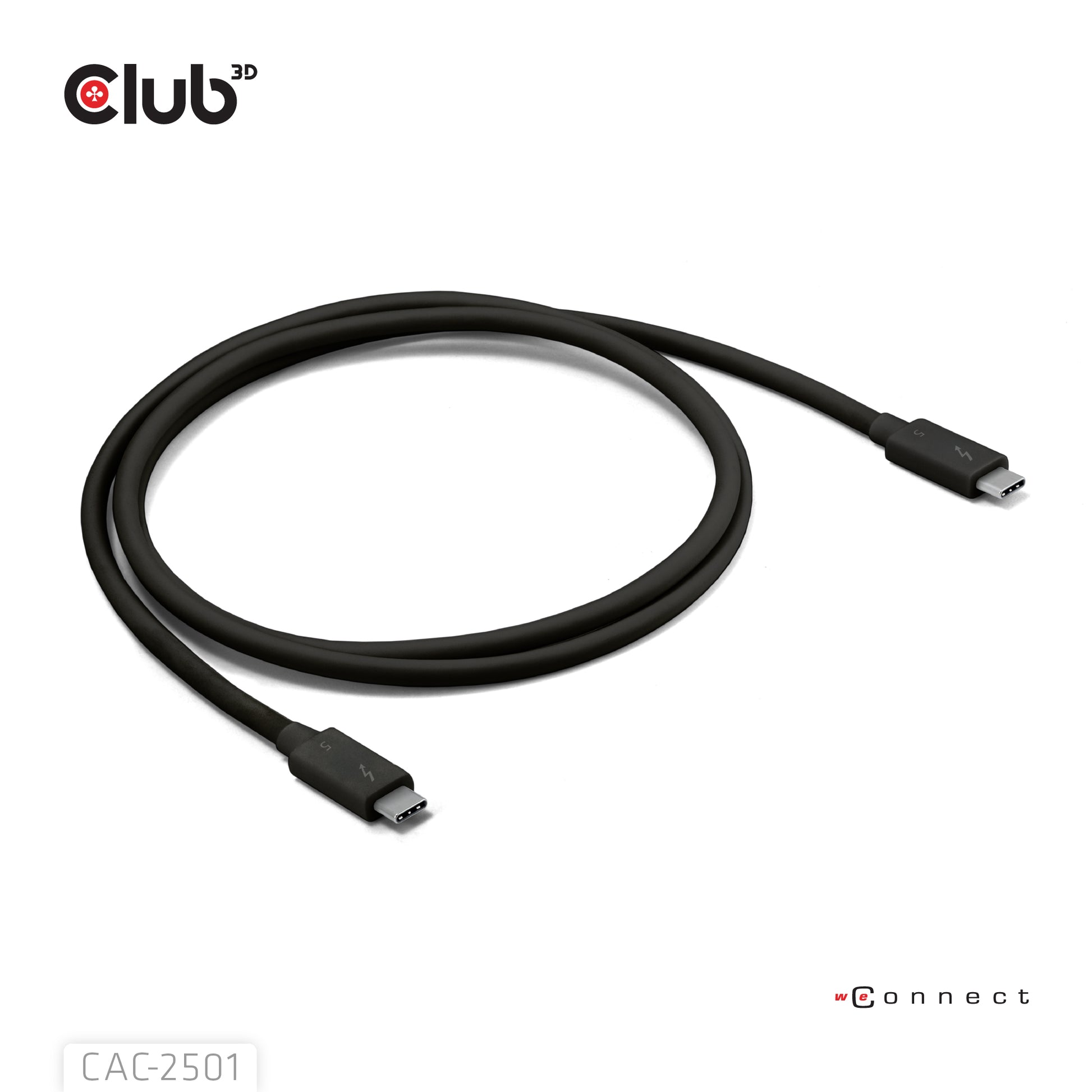 CLUB3D USB-C-zu-USB-C Anschlusskabel – 1 m, Thunderbolt 5, 120 Gbit/s, 240 W, Schwarz