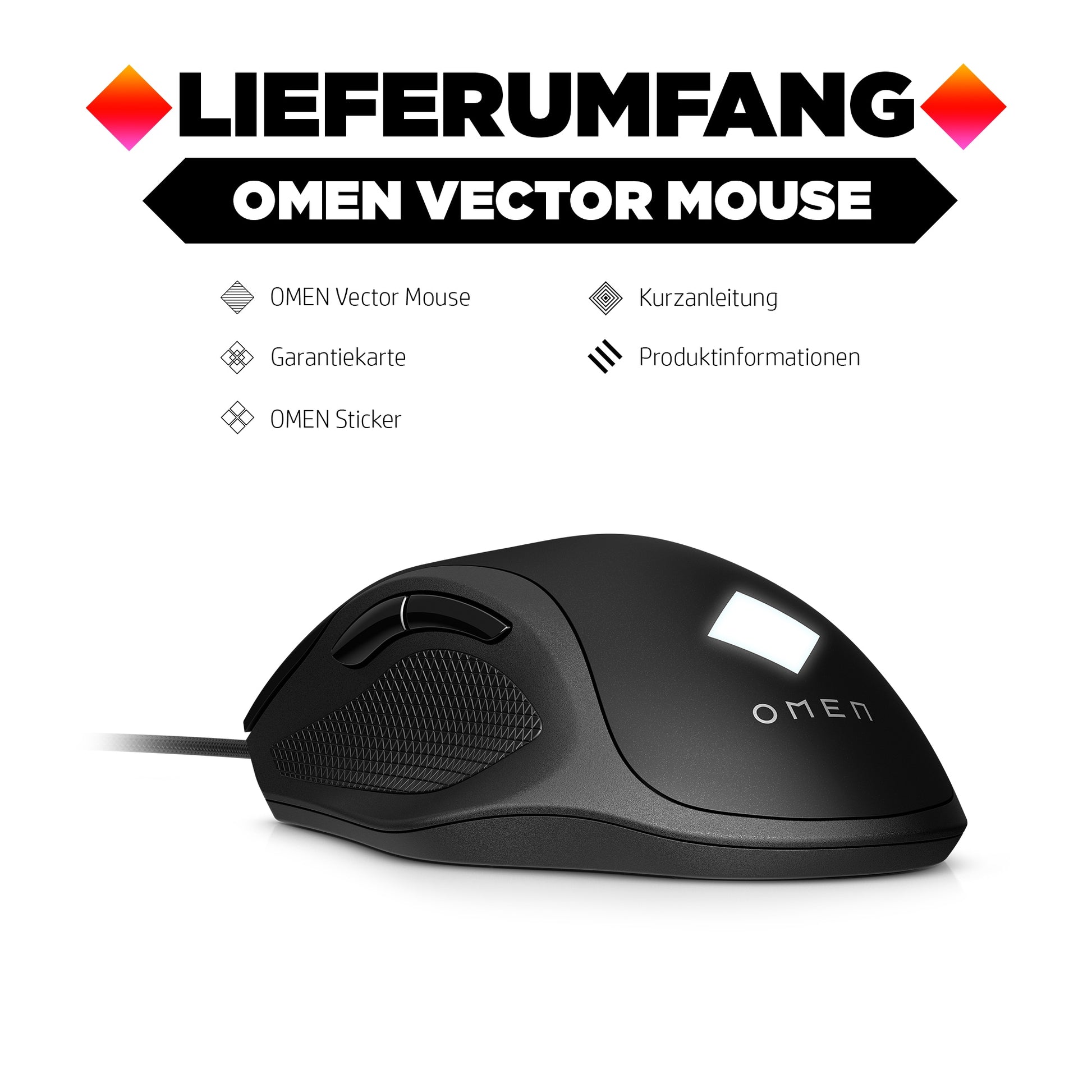 HP Gaming-Maus – Kabelgebunden (USB‑A), 16000 DPI, rechts, Schwarz