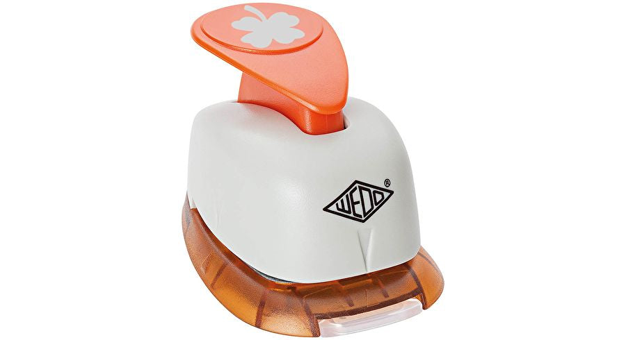 Wedo 168211 – Motivstanzer Kleeblatt, 75 × 52 × 48 mm, grau, orange, 1 Stück