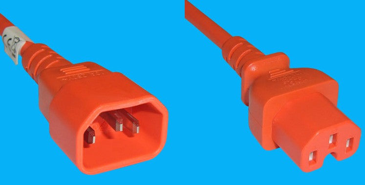 Diggelmann Netzkabel, IEC C14 auf IEC C15, 250 V, 2 m, Orange, C14C15OG10-2