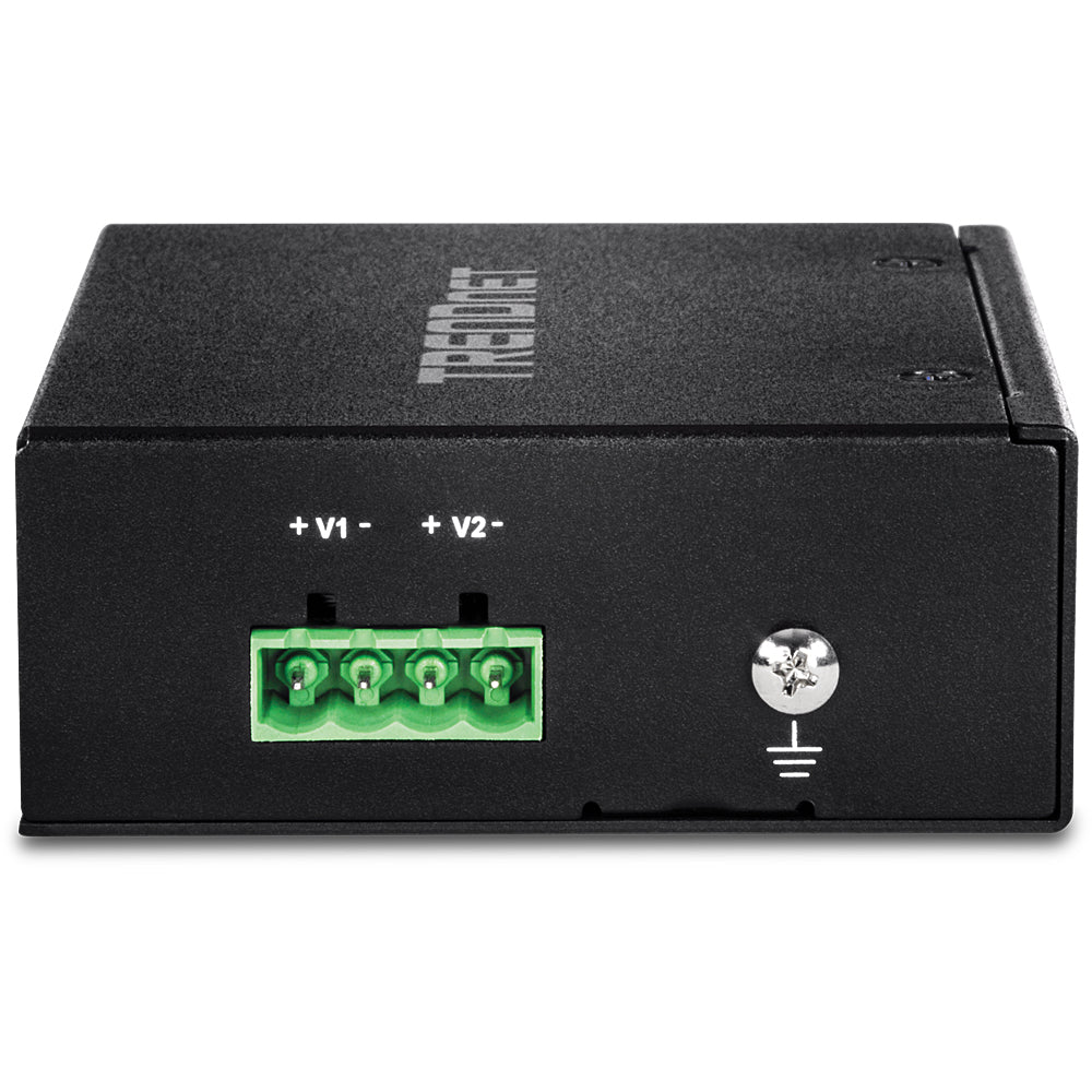 TRENDnet TI-PG50 – Unmanaged L2/L3 Switch – 4× 1G PoE+, 1× 1G, PoE-Budget 120 W, DIN-Rail
