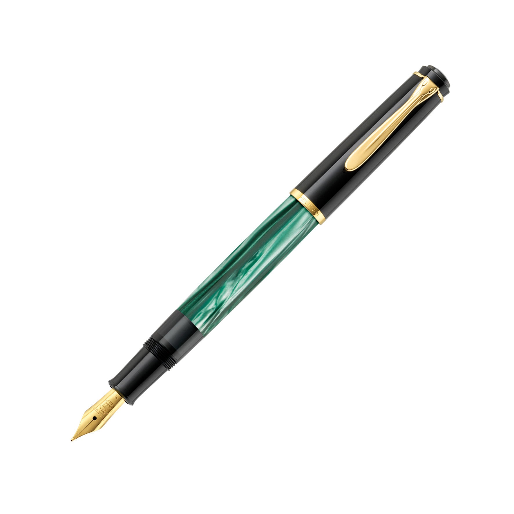 Pelikan Füllhalter M 200 – Grün marmoriert, integriertes Befüllsystem