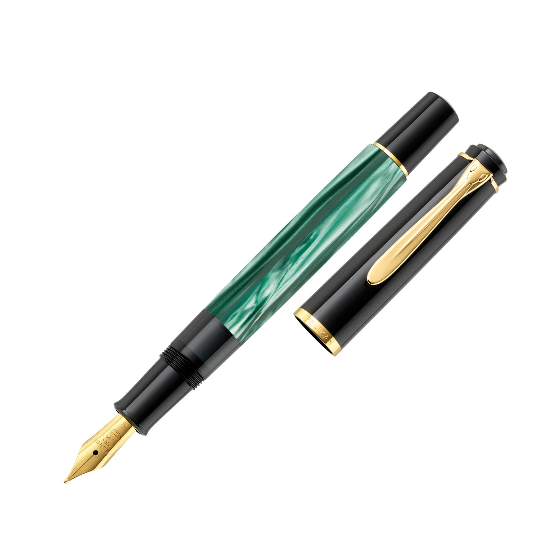 Pelikan Füllhalter M 200 – Grün marmoriert, integriertes Befüllsystem