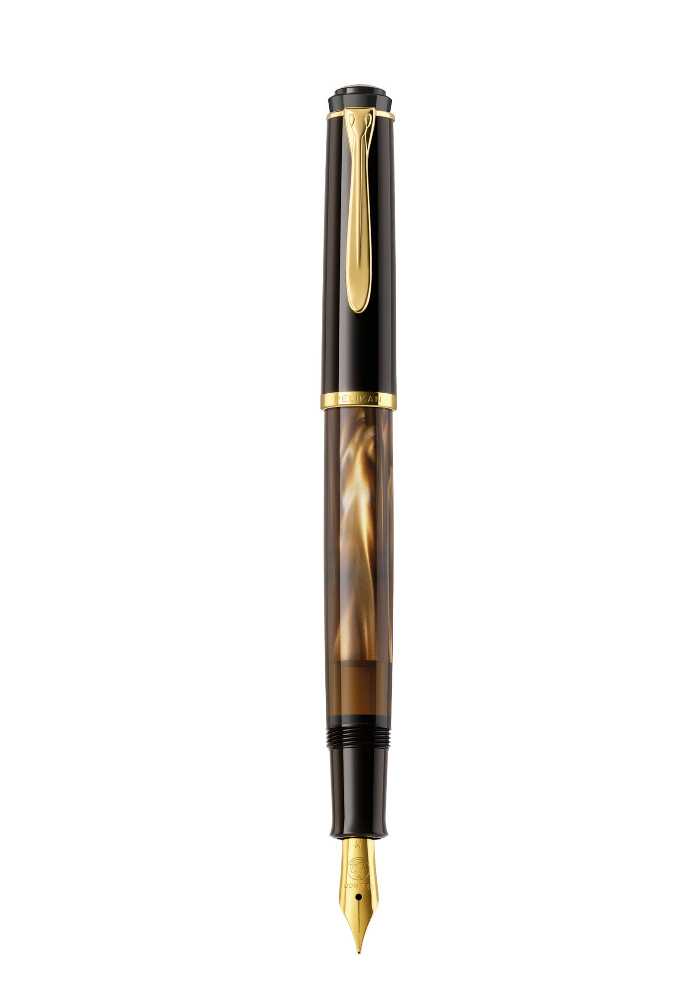 Pelikan M200 Vergoldet – Federspitze F – Braun Marmoriert