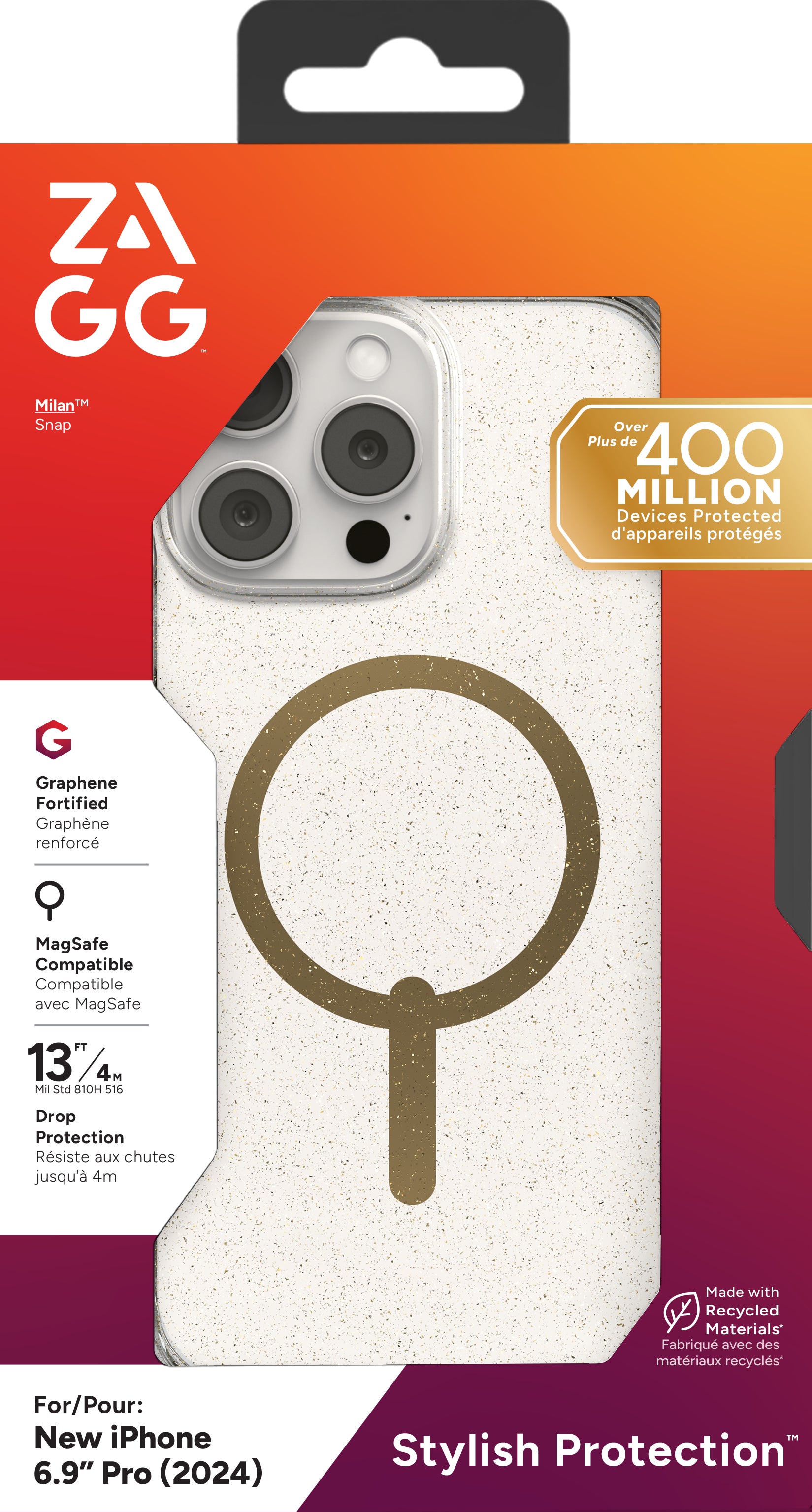 ZAGG Backcover Milan – für Apple iPhone 16 Pro Max – Gold Glitter