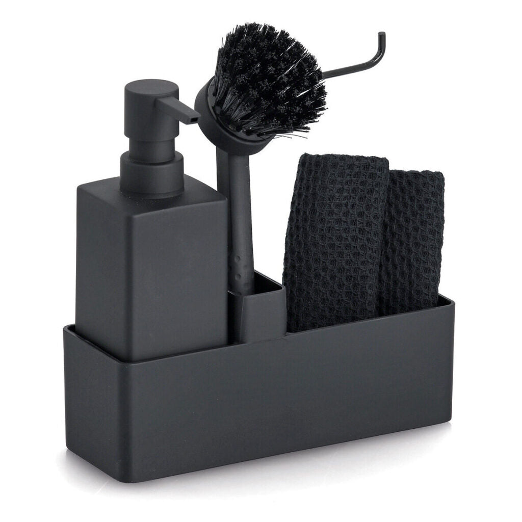 Zeller Present Utensilienhalter (wandmontiert) 20,2 × 7 × 20 cm, Kunststoff (ABS/PP)/Silikon, schwarz