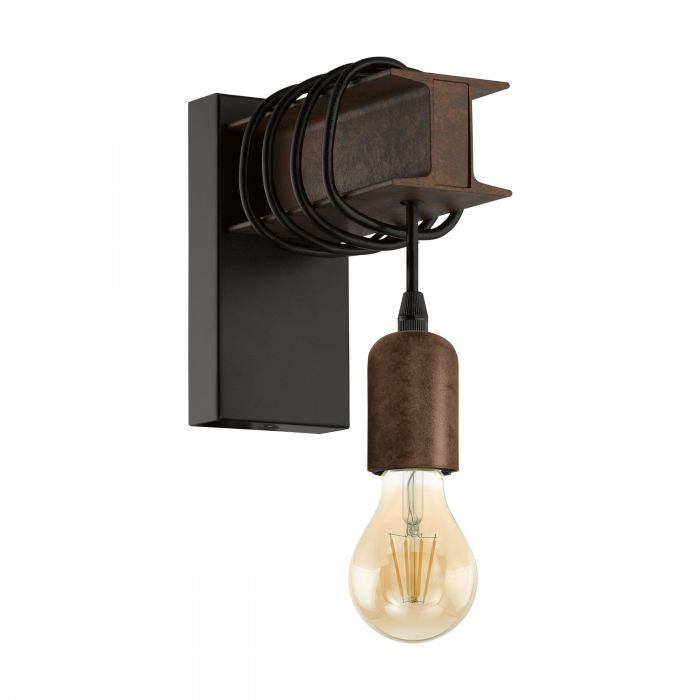 EGLO Wandleuchte Townshend 4 – 8 × 18,5 × 19 cm, 10 W, dimmbar, schwarz, exkl. Leuchtmittel