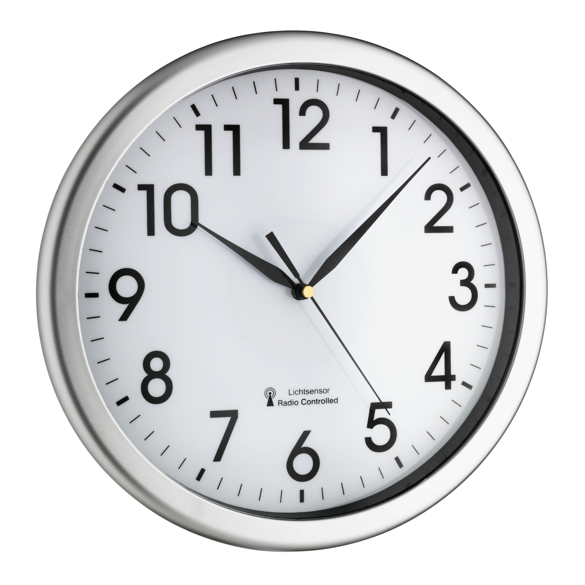 TFA-Dostmann TFA Dostmann Corona Wanduhr – Funk, analog, Ø 30,8 cm, Silber, Kunststoff