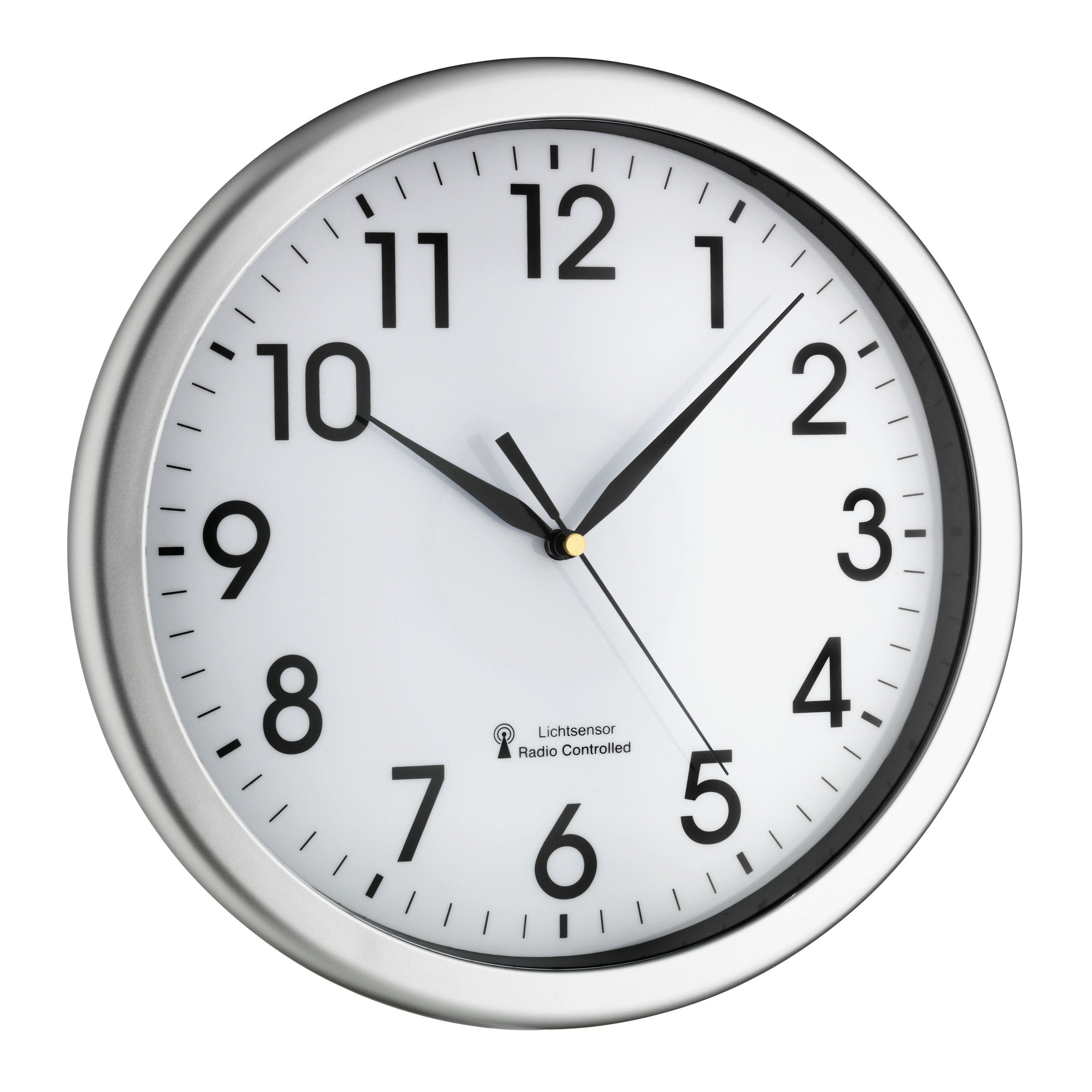 TFA-Dostmann TFA Dostmann Corona Wanduhr – Funk, analog, Ø 30,8 cm, Silber, Kunststoff