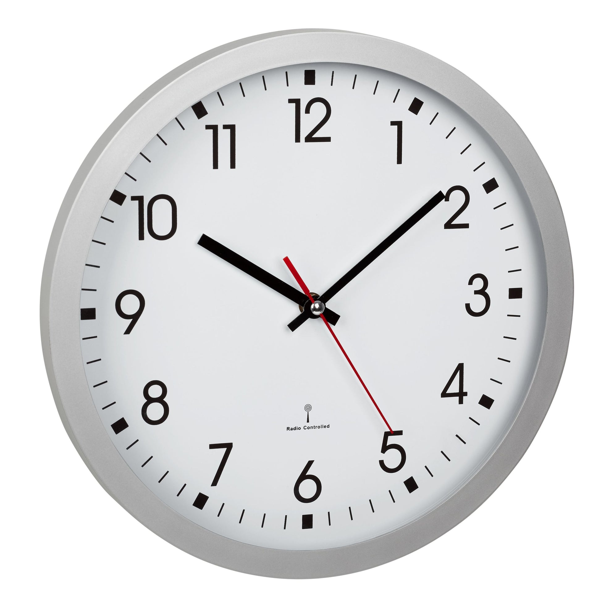TFA-Dostmann Wanduhr – Funk, analog, Ø 30 cm, Silber, Kunststoff