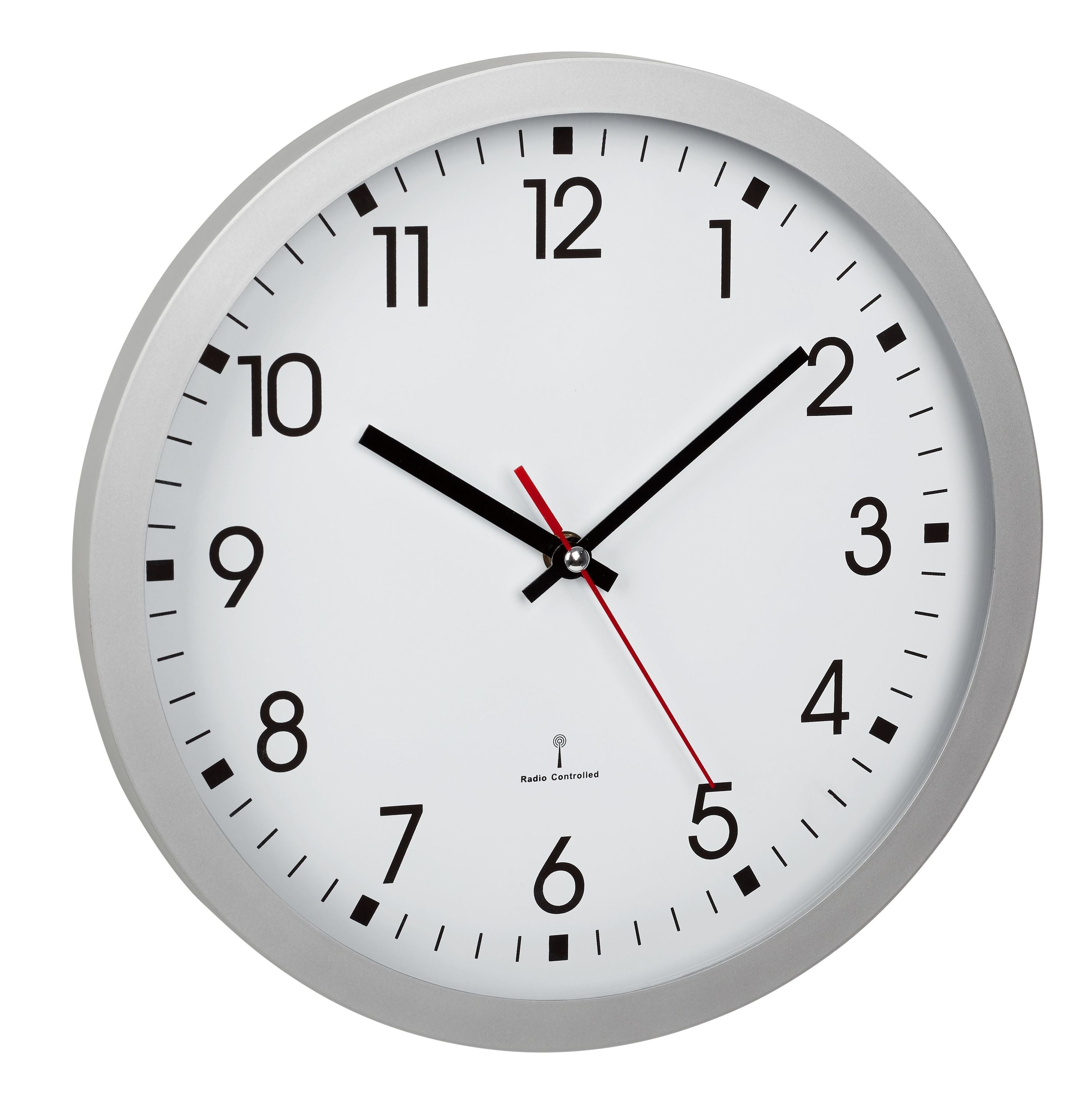 TFA-Dostmann Wanduhr – Funk, analog, Ø 30 cm, Silber, Kunststoff