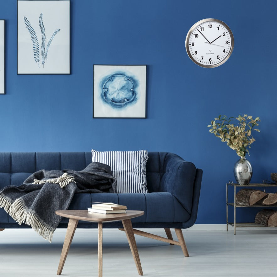 TFA-Dostmann TFA Dostmann Wanduhr – Funk, analog, lautlos, Ø 30,5 cm, Silber, Edelstahl