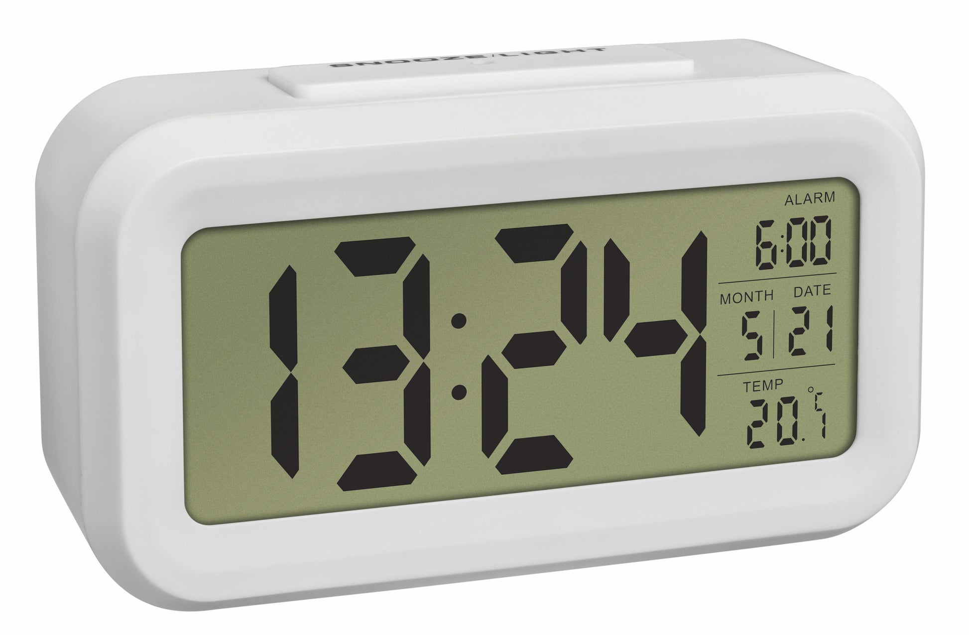 TFA-Dostmann LUMIO Digitalwecker – Thermometer, 13,8 × 7,9 × 4,8 cm, weiss