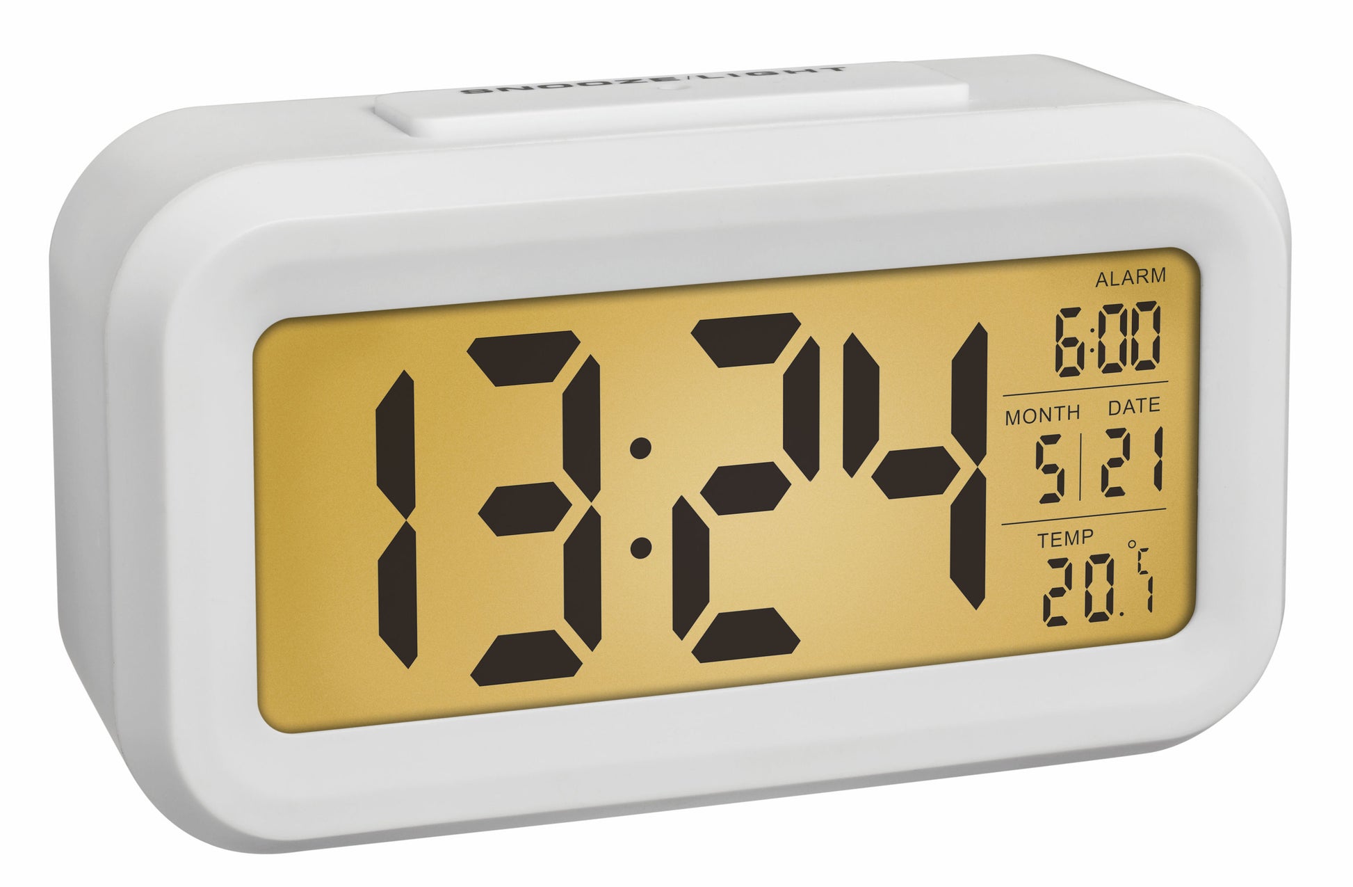 TFA-Dostmann LUMIO Digitalwecker – Thermometer, 13,8 × 7,9 × 4,8 cm, weiss