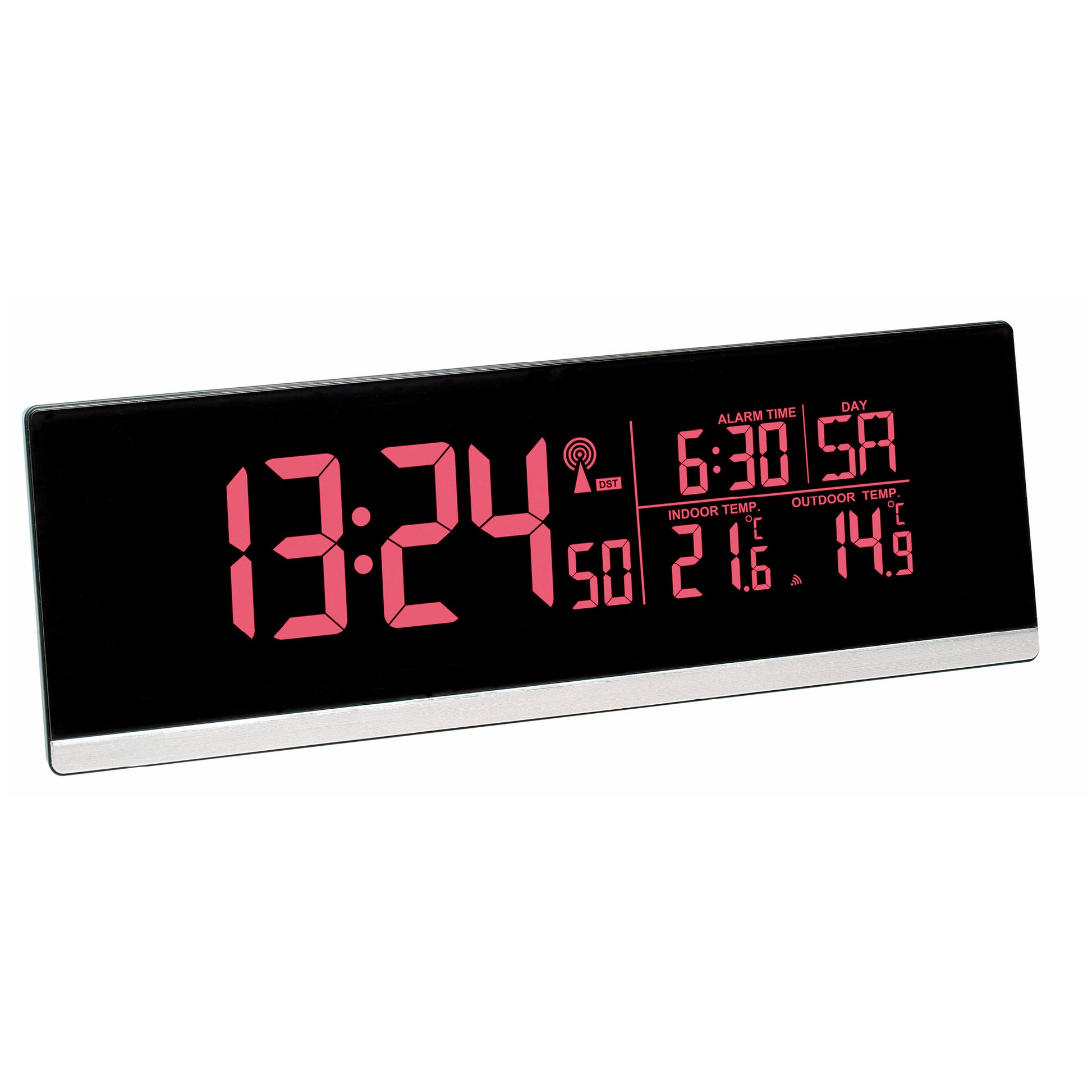 TFA-Dostmann TFA Dostmann Digitalwecker – Funk, Thermometer, USB, 21,5 × 7,5 × 3 cm, Schwarz