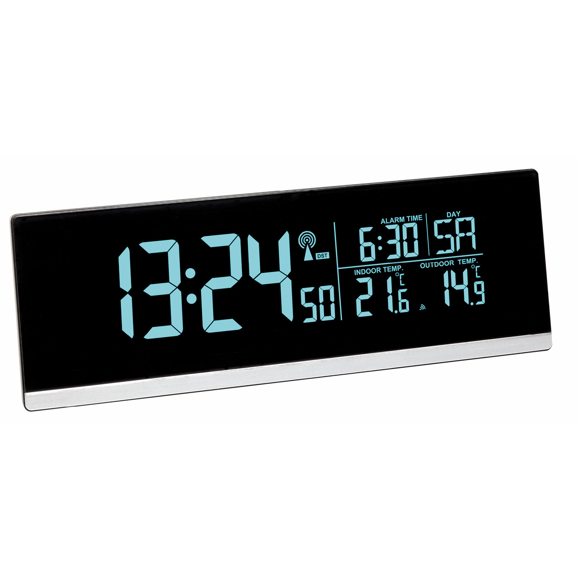 TFA-Dostmann TFA Dostmann Digitalwecker – Funk, Thermometer, USB, 21,5 × 7,5 × 3 cm, Schwarz