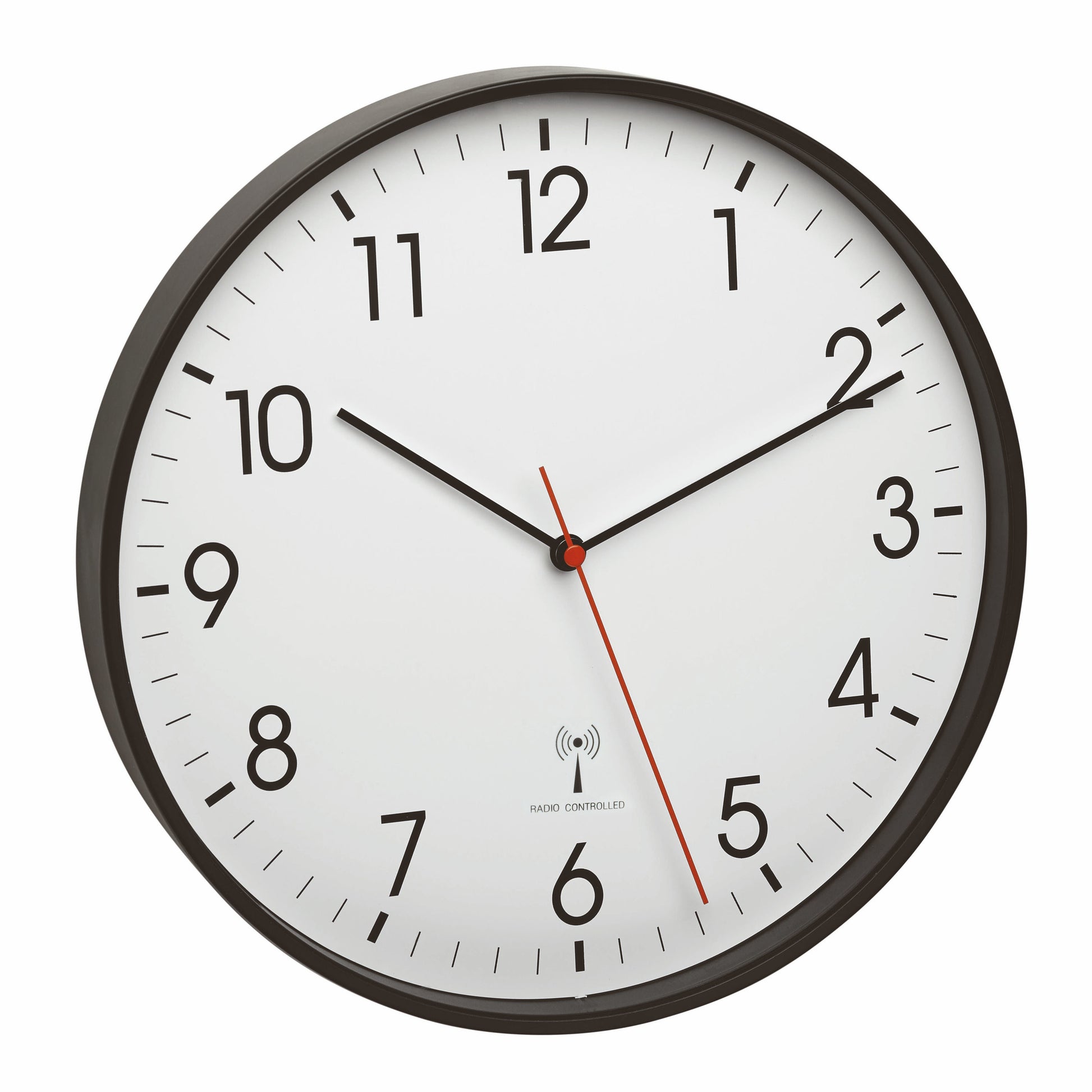 TFA-Dostmann TFA Dostmann Wanduhr – Funk, analog, lautlos, Ø 30,5 cm, schwarz, Metall/Glas