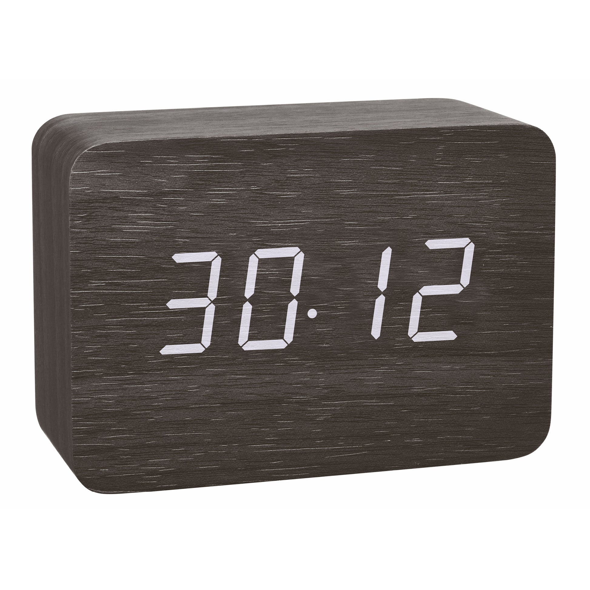 TFA-Dostmann Wecker CLOCCO Funk – digital – 10 × 7 × 4,1 cm, schwarz, Thermometer, Datum
