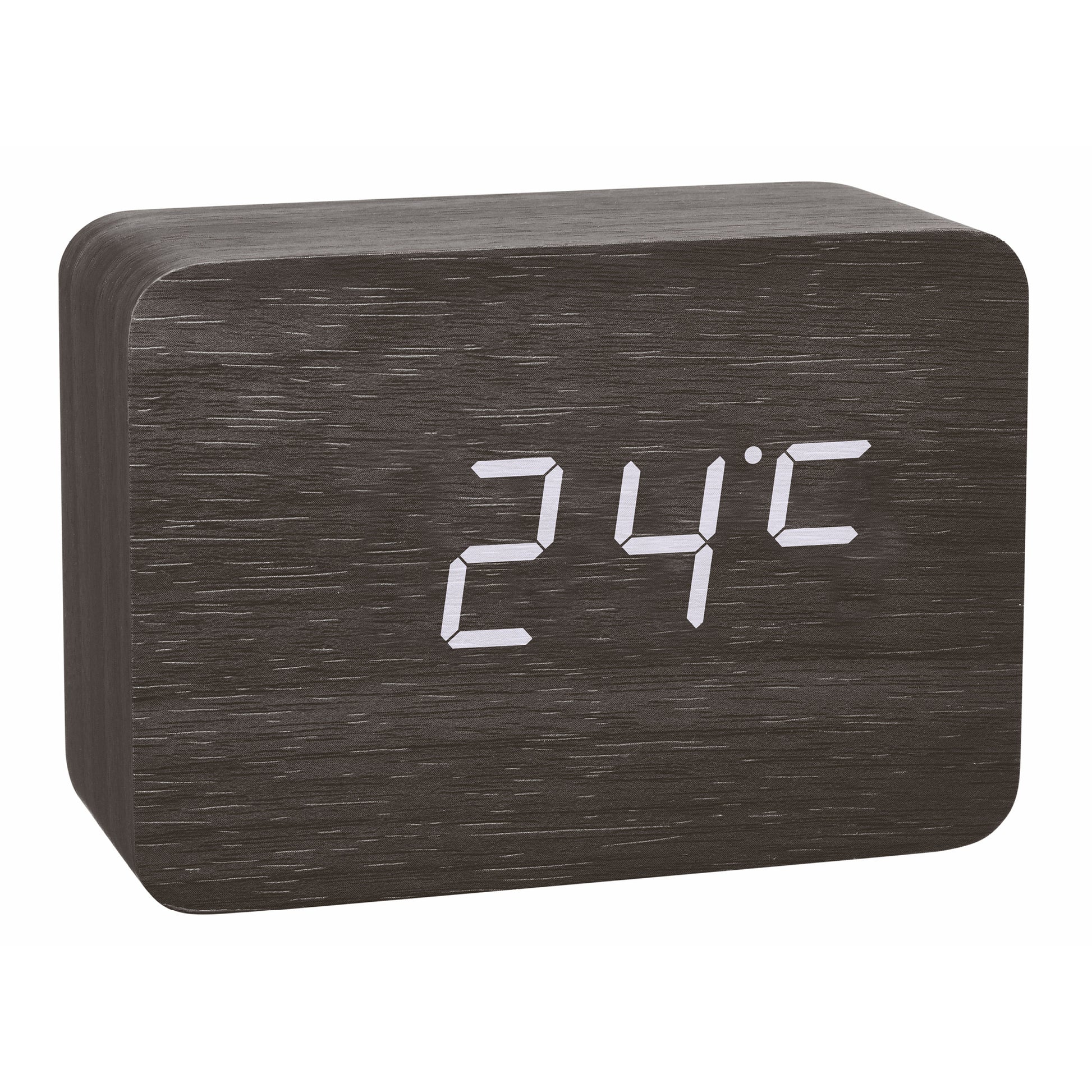 TFA-Dostmann Wecker CLOCCO Funk – digital – 10 × 7 × 4,1 cm, schwarz, Thermometer, Datum