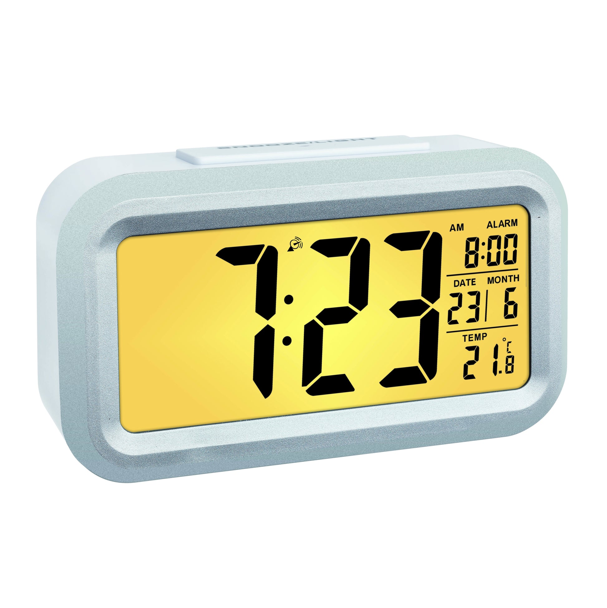 TFA-Dostmann TFA Dostmann LUMIO PLUS Digitalwecker – Funk, Thermometer, 13,8 × 7,9 × 4,8 cm, Silber