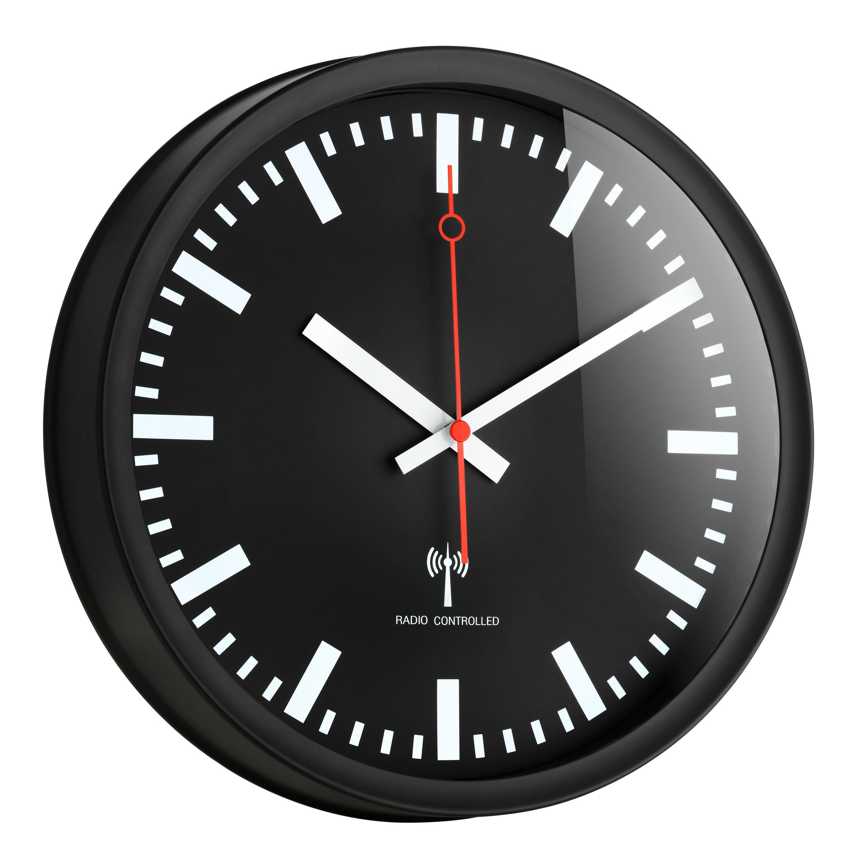 TFA-Dostmann TFA Dostmann Wanduhr – Funk, analog, Ø 25 cm, schwarz, Kunststoff