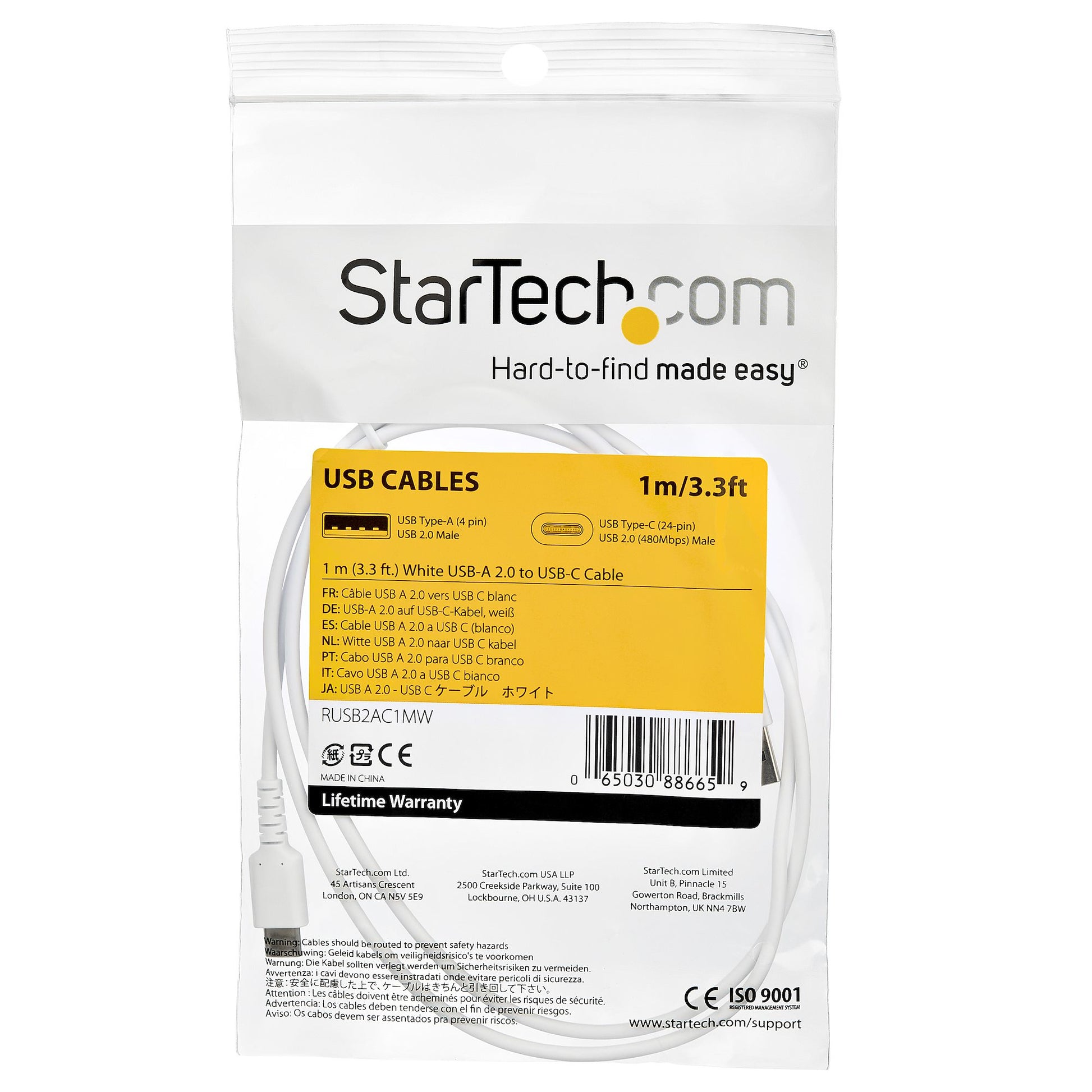 StarTech.com USB-Kabel, USB-A zu USB-C, 1 m, USB 2.0